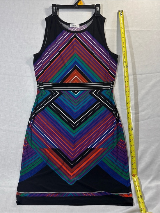 Calvin Klein Dresses & Skirts - Calvin Klein Sleeveless Geo-Stripe Mini Dress in Purple, Teal, Blue and Orange